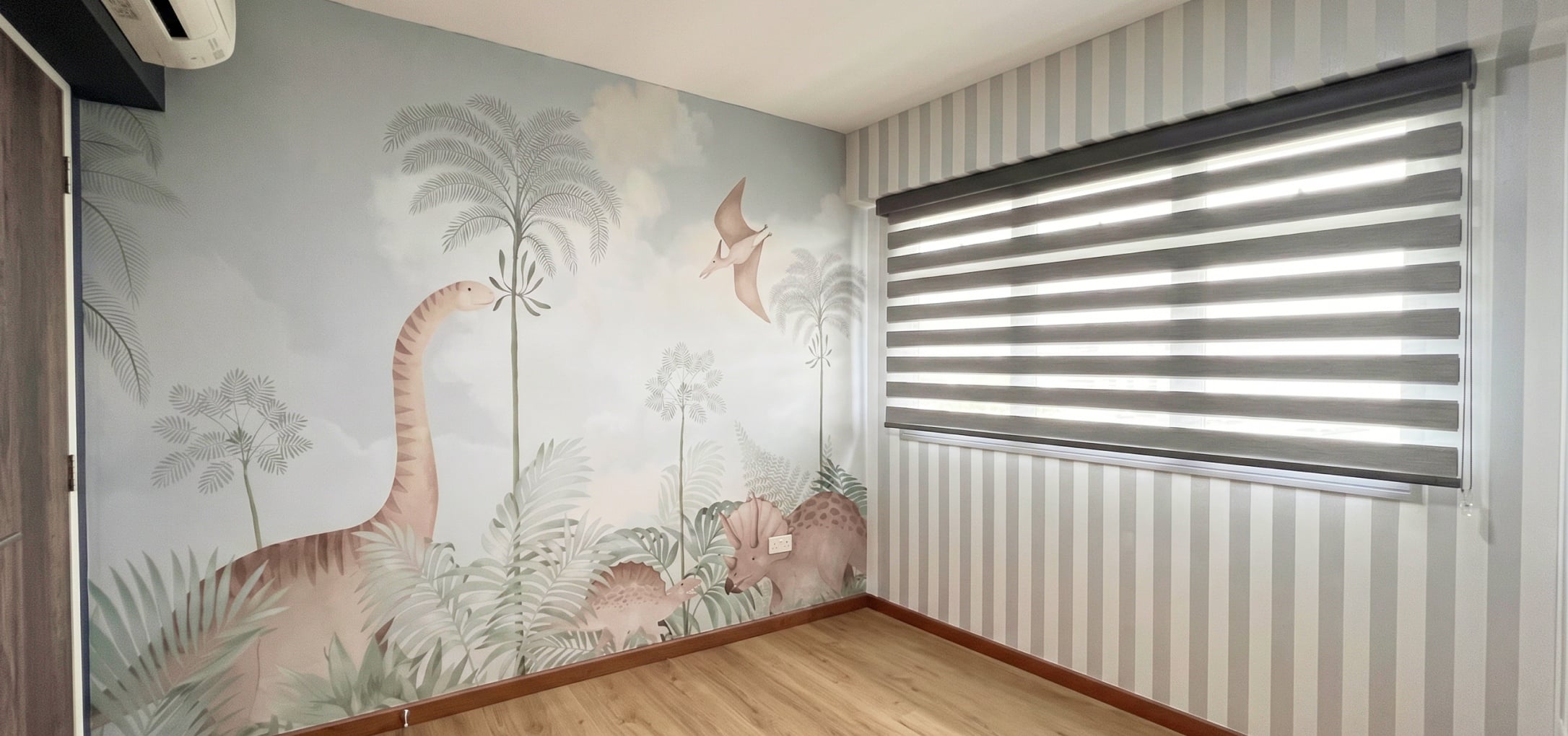 Kids Room Makeover with Dinosaur wallpaper